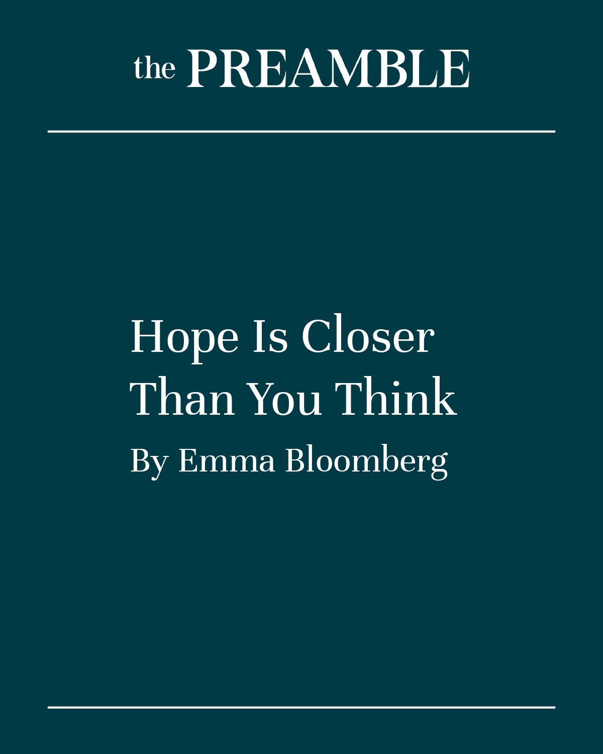 Emma Bloomberg Authors Guest Essay on Sharon McMahon's The Preamble